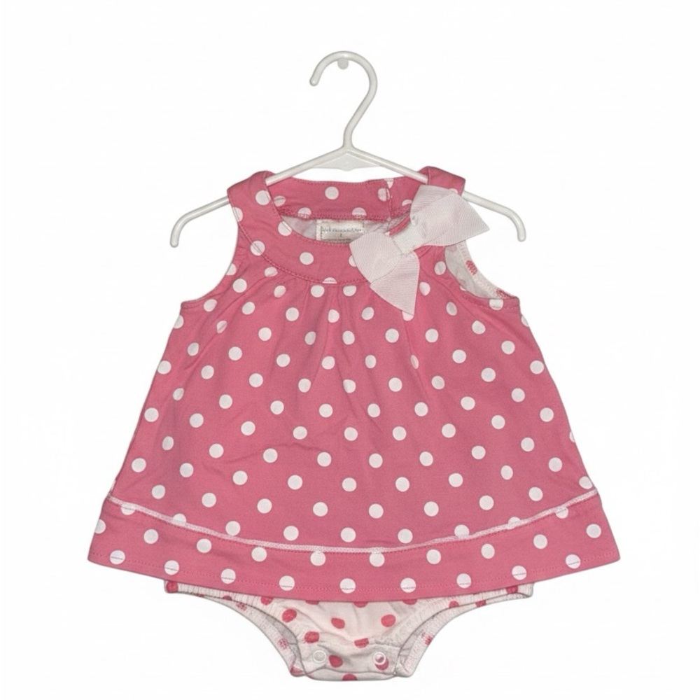 Pink Polka Dot Baby Dress with Bow